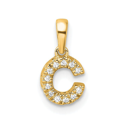 14k Yellow Gold Diamond Letter C Initial with Bail Pendant