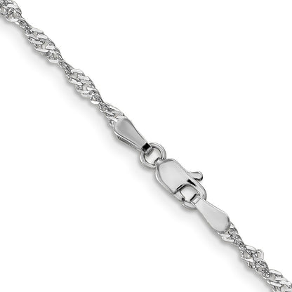 14K White Gold 2.0mm Singapore with Lobster Clasp Chain Necklace 20"