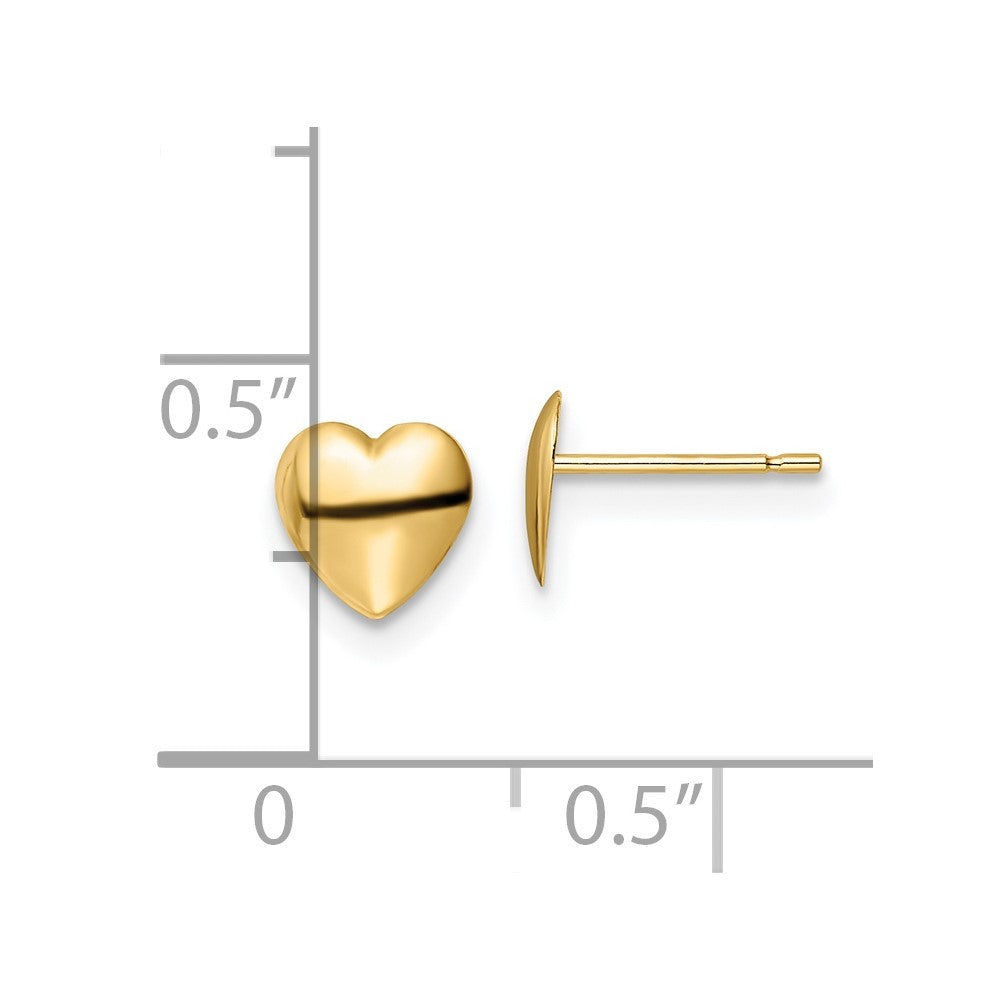 14k Yellow Gold Polished Heart Stud Earrings
