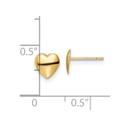 14k Yellow Gold Polished Heart Stud Earrings