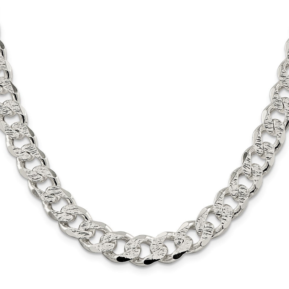 Sterling Silver 11.0mm Pav� Curb Chain Necklace 24"