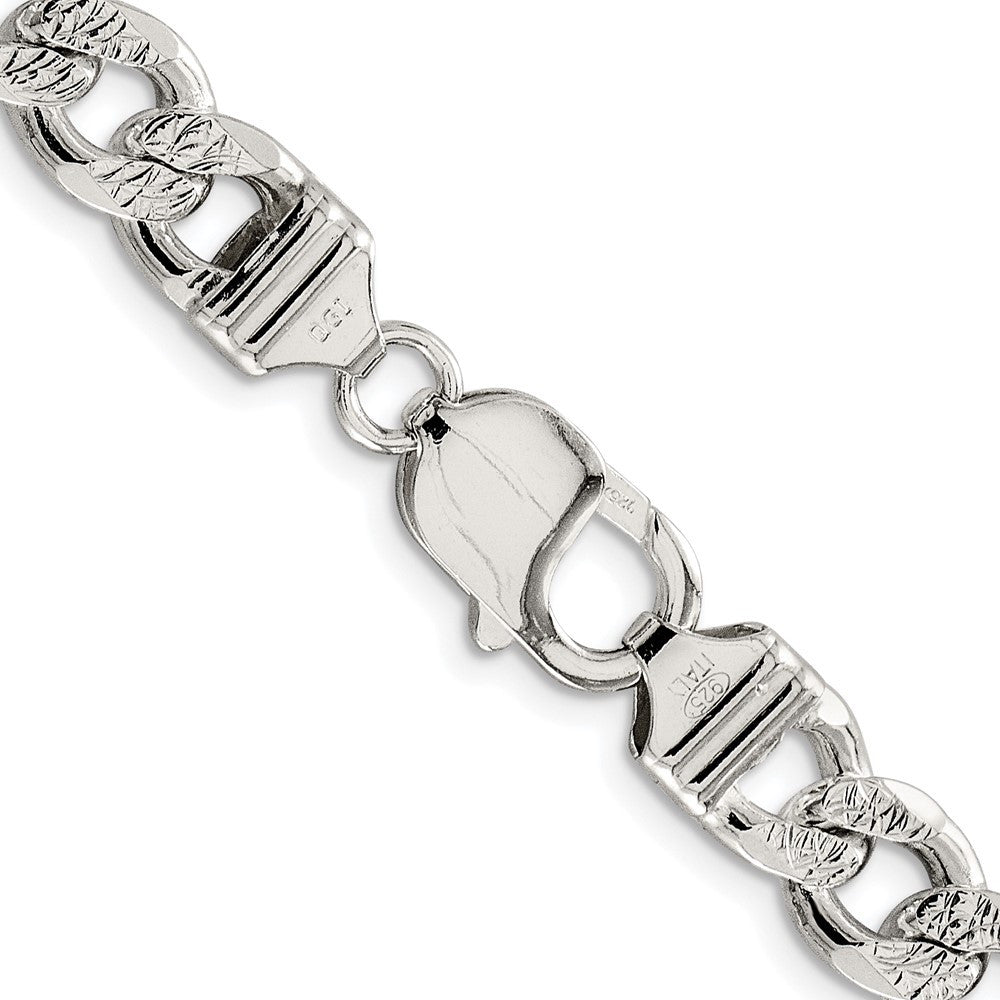Sterling Silver Rhodium-plated 9.3mm Pav� Curb Chain Necklace 20"