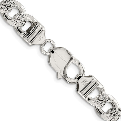Sterling Silver Rhodium-plated 9.3mm Pav� Curb Chain Necklace 20"