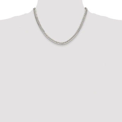 Sterling Silver Rhodium-plated Double Diamond-cut Curb Chain Necklace 18"