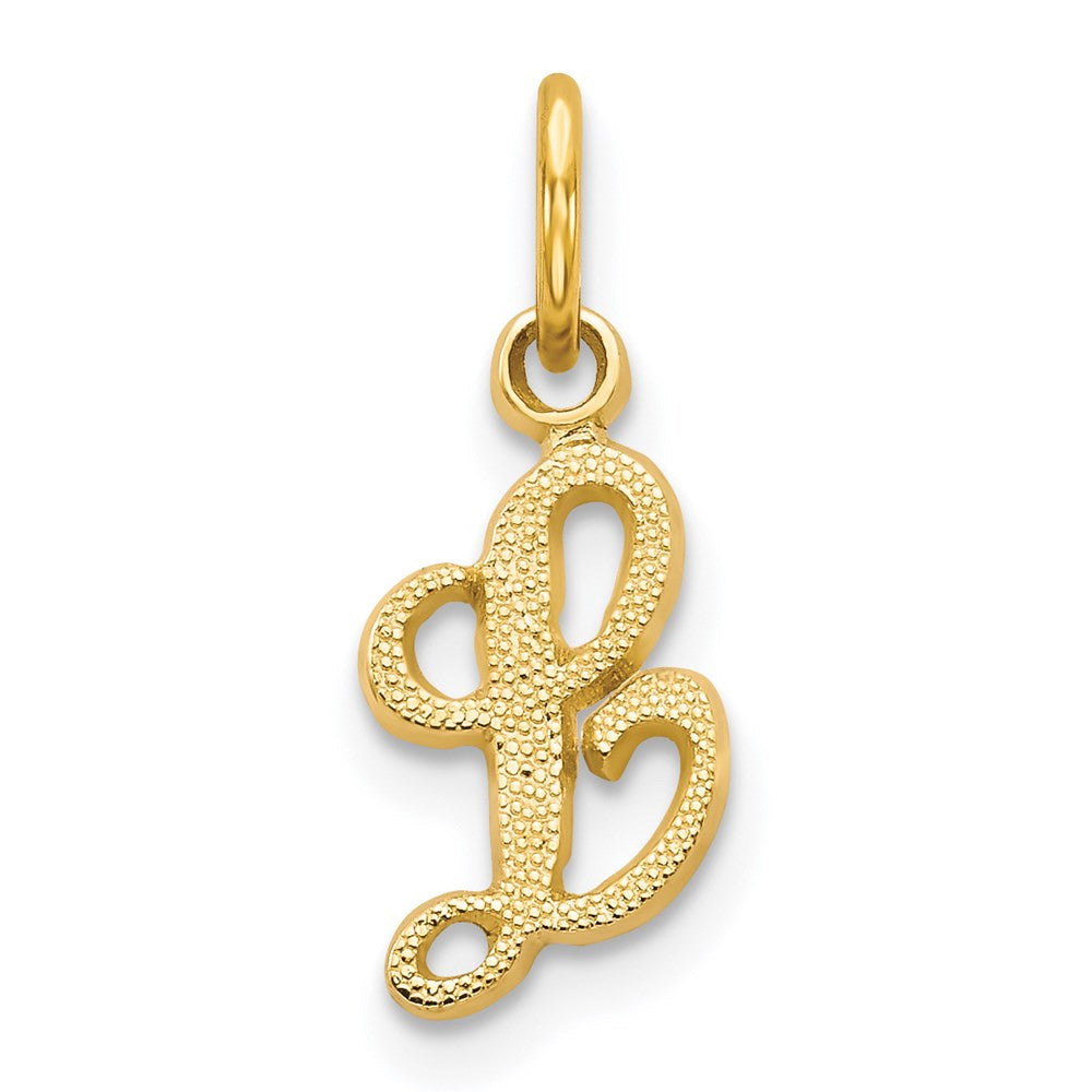 14k Yellow Gold Script Letter L Initial Charm Pendant