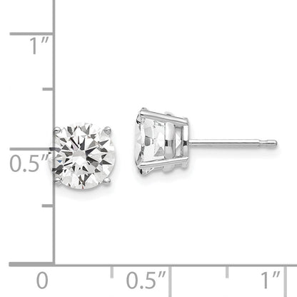 14k White Gold 7mm Cubic Zirconia Stud Earrings
