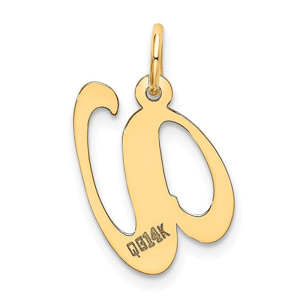 14k Yellow Gold Medium Fancy Script Letter V Initial Charm Pendant