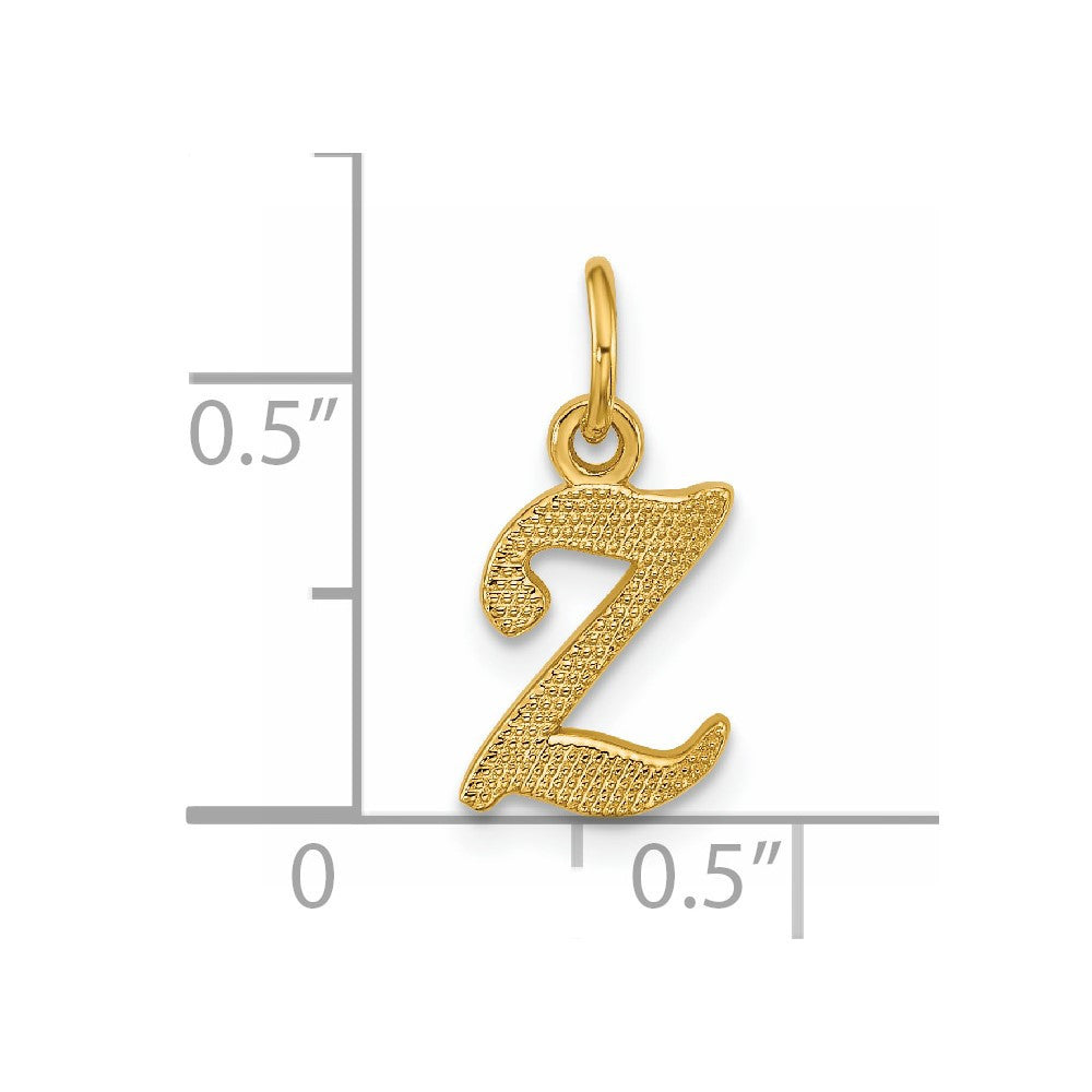 14k Yellow Gold Casted Initial Z Charm Pendant