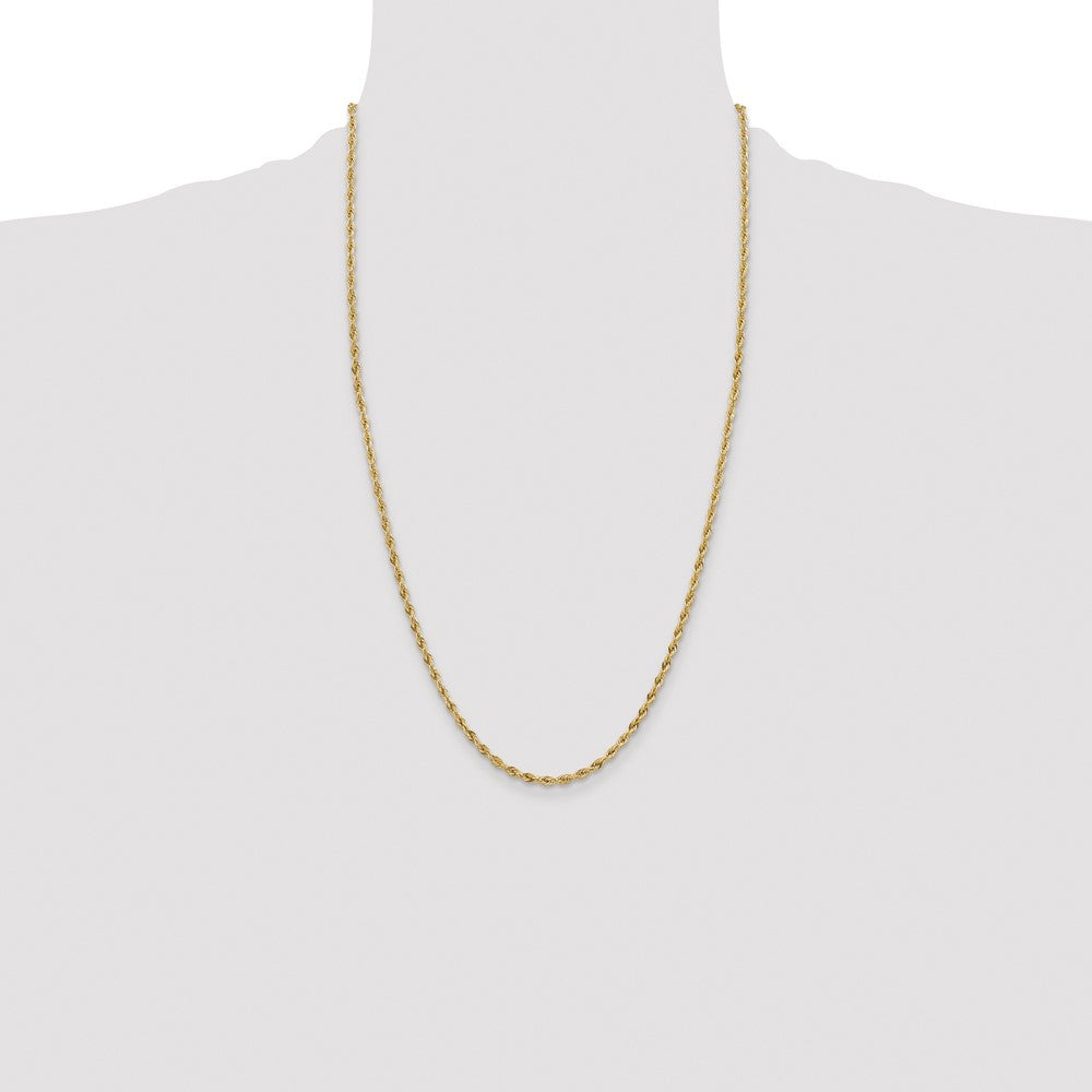 14k Yellow Gold 3mm Semi Solid Rope with Lobster Clasp Chain Necklace 26"
