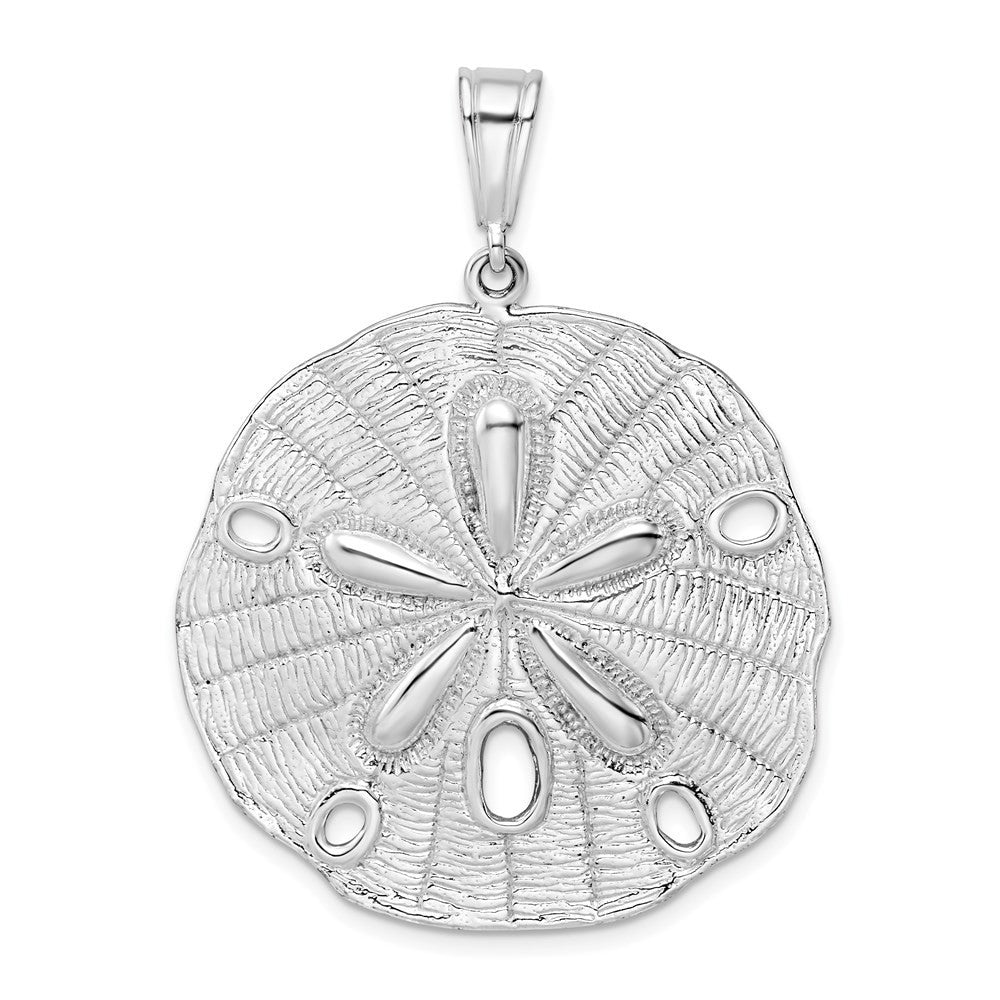 Sterling Silver Rhodium-Plated Polished and Textured Sand Dollar Pendant