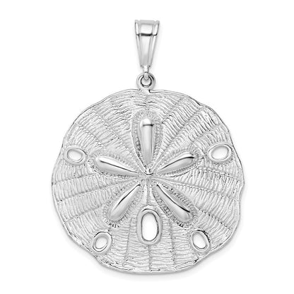 Sterling Silver Rhodium-Plated Polished and Textured Sand Dollar Pendant