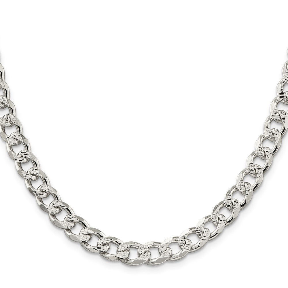 Sterling Silver 8.3mm Pav� Curb Chain Necklace 26"