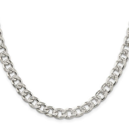 Sterling Silver 8.3mm Pav� Curb Chain Necklace 26"
