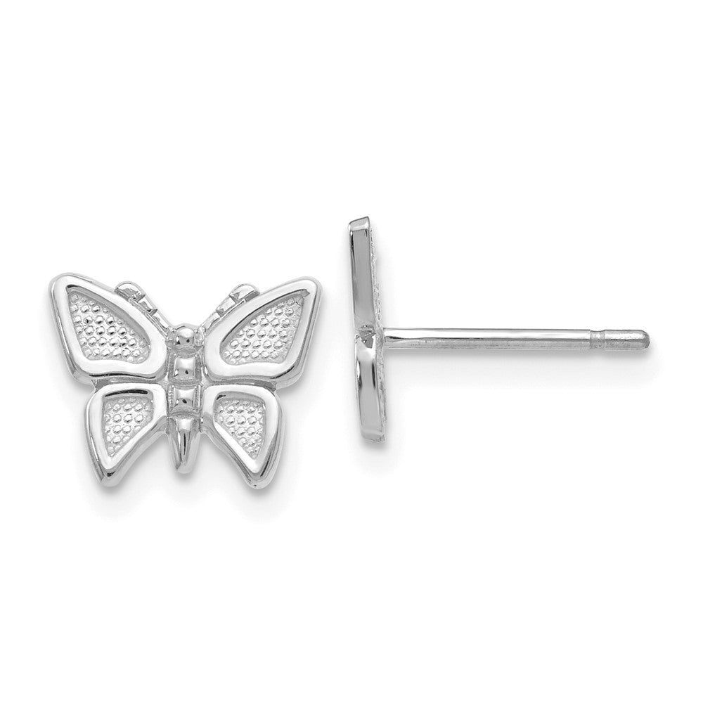 14k White Gold Butterfly Stud Earrings