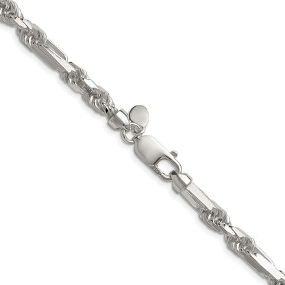 Sterling Silver 6mm Diamond-Cut Figarope Chain Necklace 24"