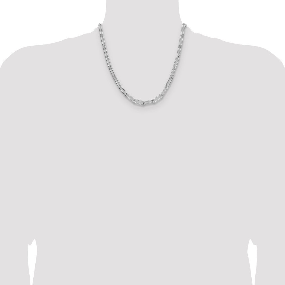 Sterling Silver Rhodium-plated Polished 6.5mm Paperclip Chain Necklace 20"