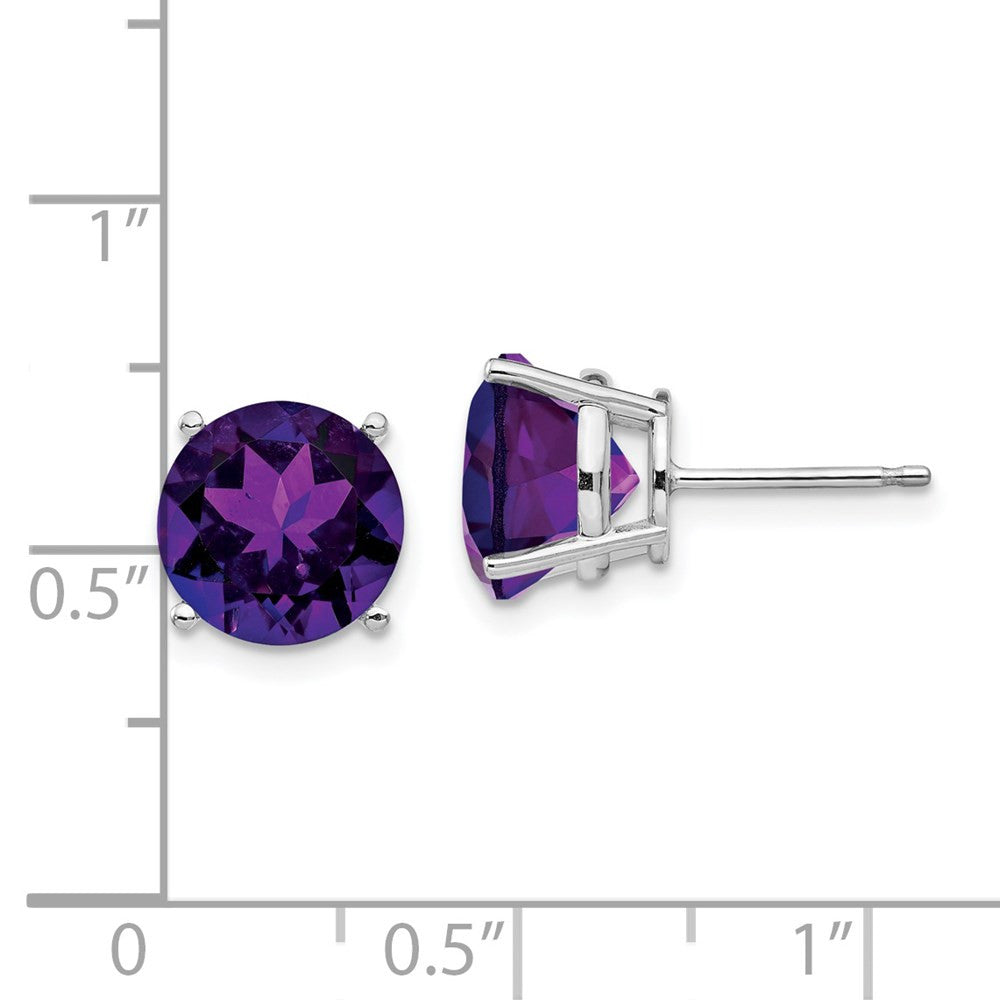 14k White Gold 9mm Amethyst Stud Earrings