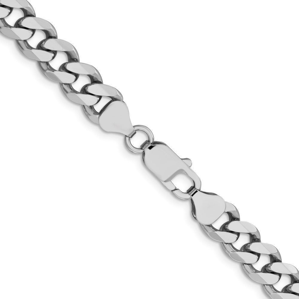 Sterling Silver Rhodium-plated 8.3mm Curb Chain Necklace 22"