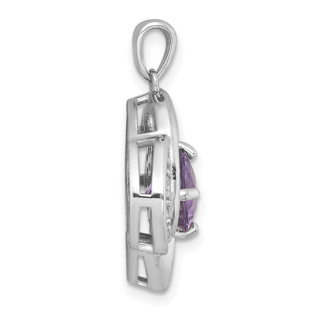 Sterling Silver Polished Checker-cut Amethyst and White Topaz Pendant