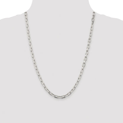 Sterling Silver 5.75mm Diamond-cut Long Link Cable Chain Necklace 24"