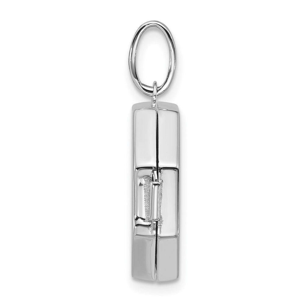Sterling Silver RH-plated Diamond with Star 18mm Octagon Shaped Locket Pendant