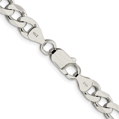 Sterling Silver Rhodium-plated 7.25mm Pav� Flat Figaro Chain Necklace 18"