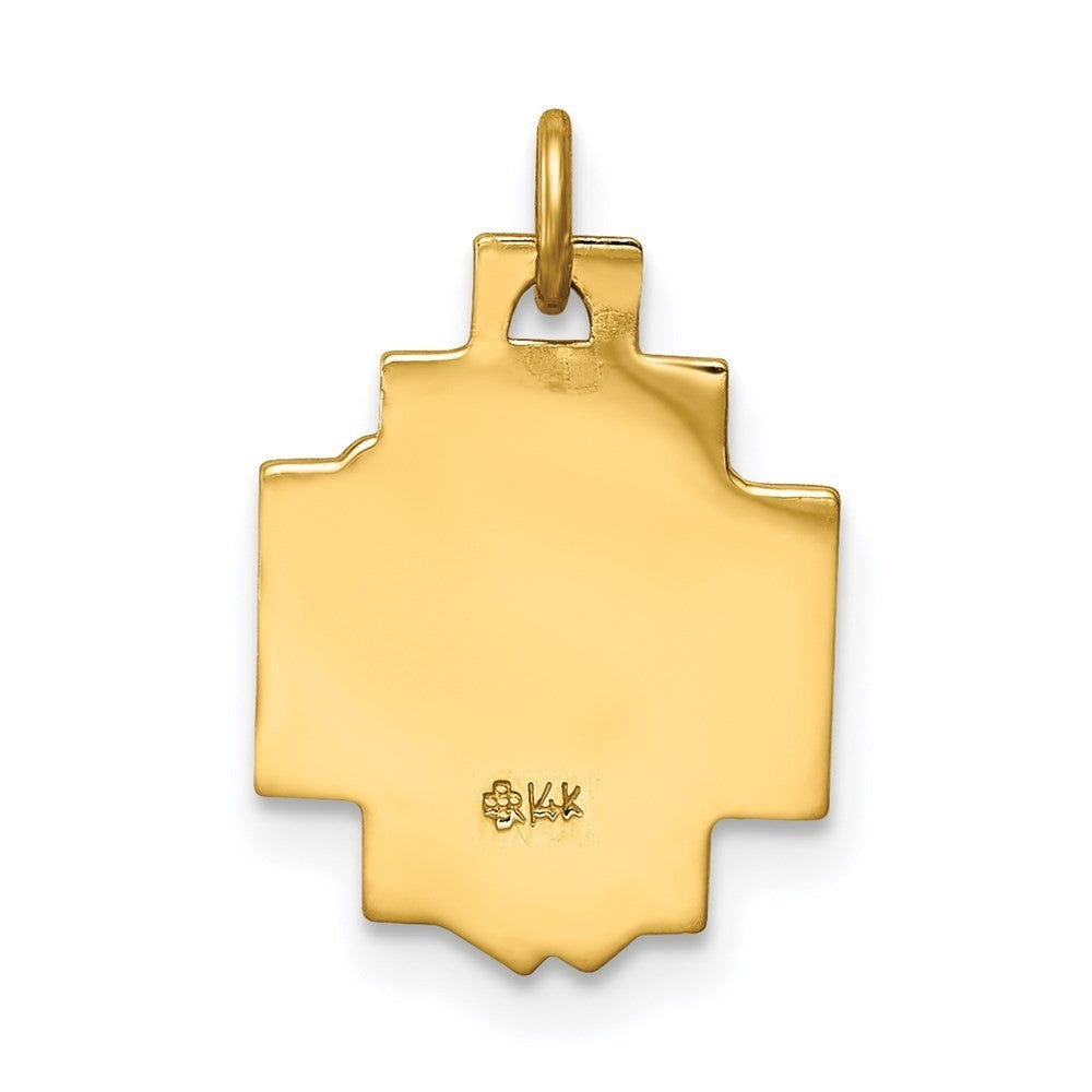 14k Yellow Gold Hollow Polished/Satin Small Jesus Cross Medal