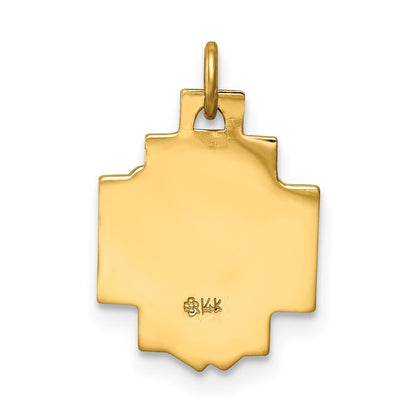 14k Yellow Gold Hollow Polished/Satin Small Jesus Cross Medal