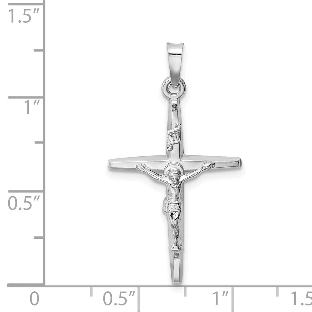14k White Gold INRI Crucifix Charm Pendant