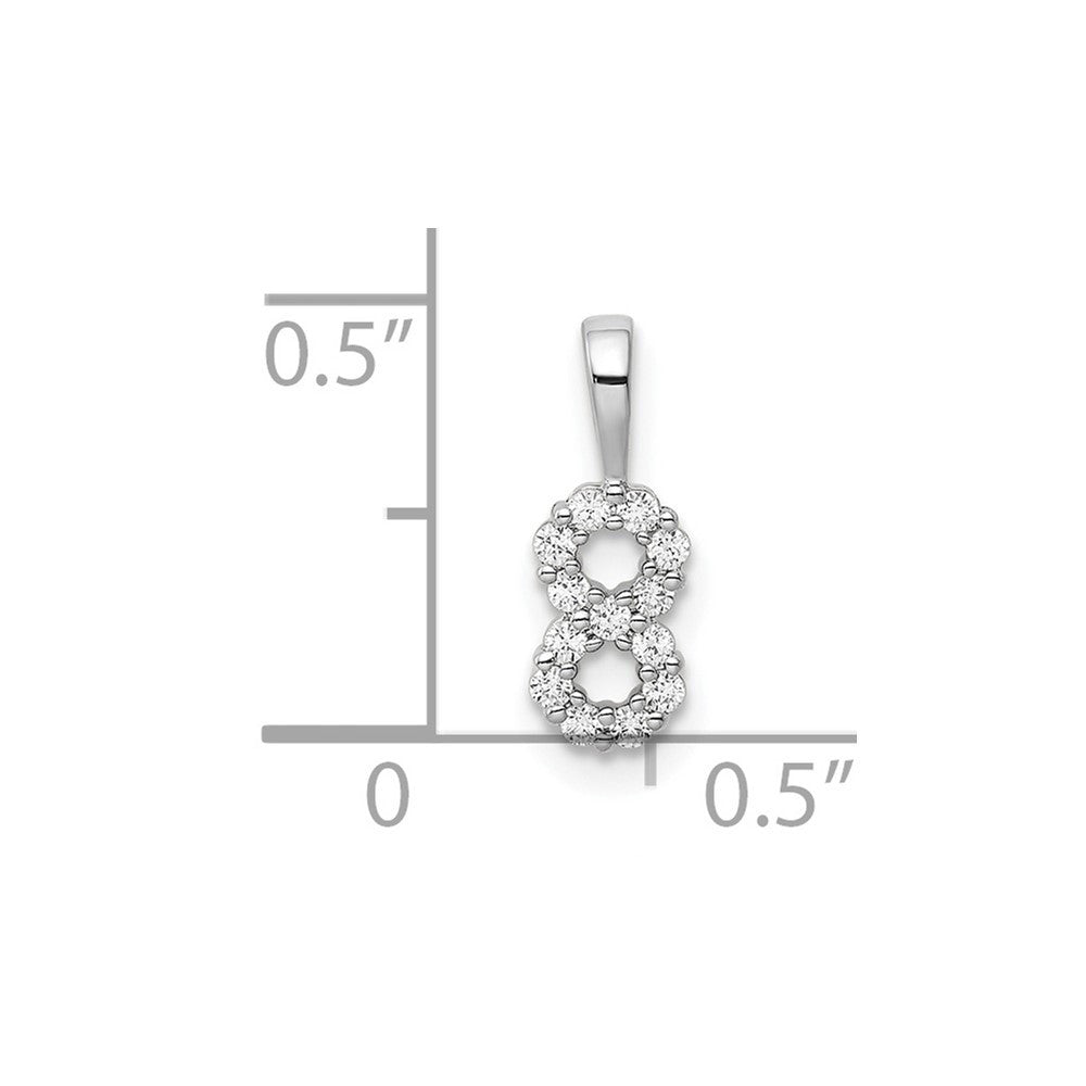 14k White Gold Diamond Number 8 Pendant