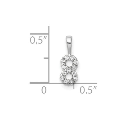 14k White Gold Diamond Number 8 Pendant