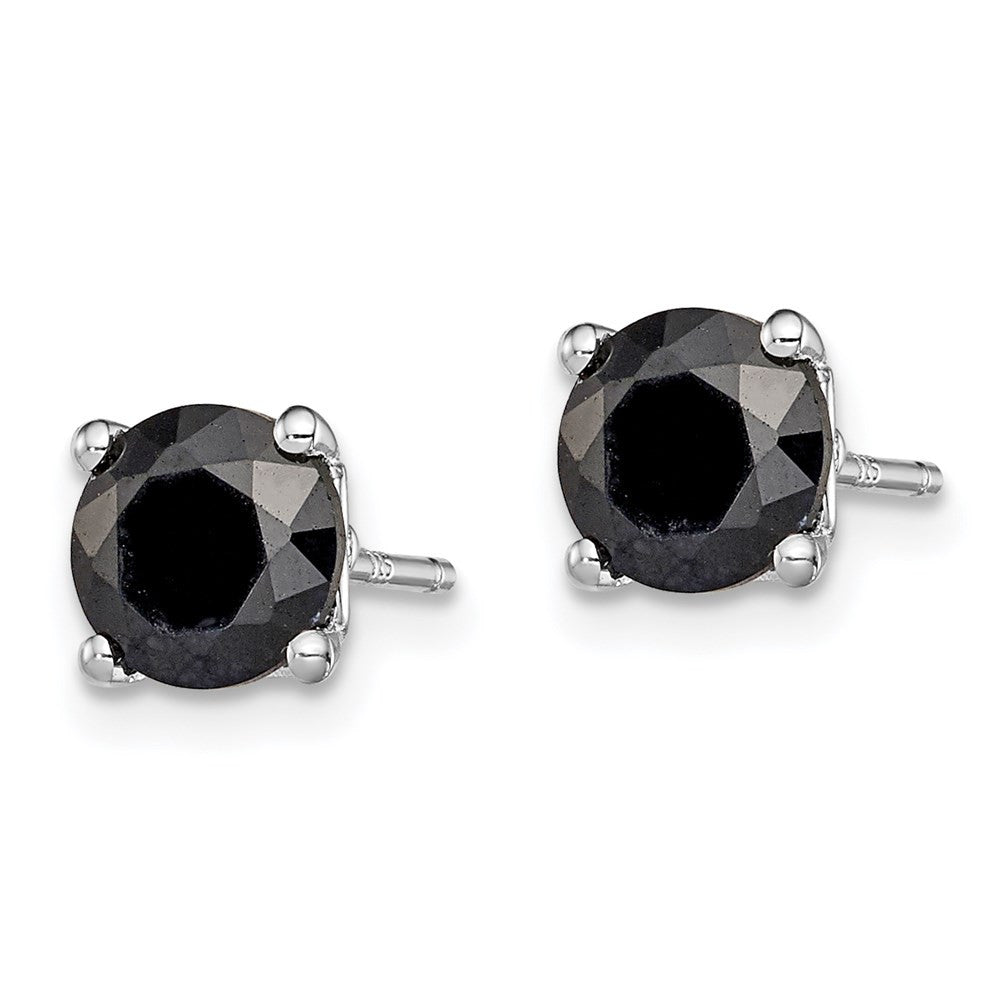 Sterling Silver Rhodium-plated 6mm Black Sapphire Stud Earrings