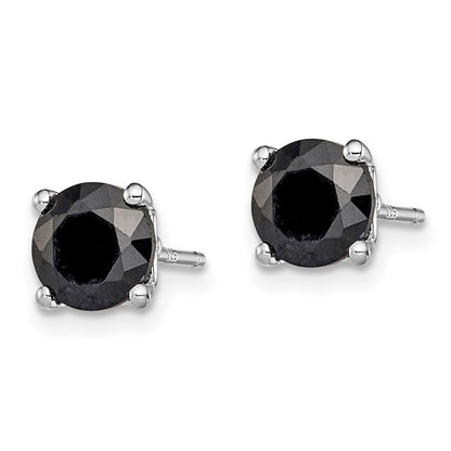 Sterling Silver Rhodium-plated 6mm Black Sapphire Stud Earrings