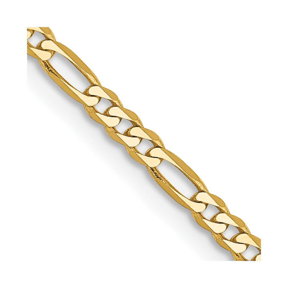 14k Yellow Gold 2.25mm Flat Figaro with Lobster Clasp Chain Necklace 16"