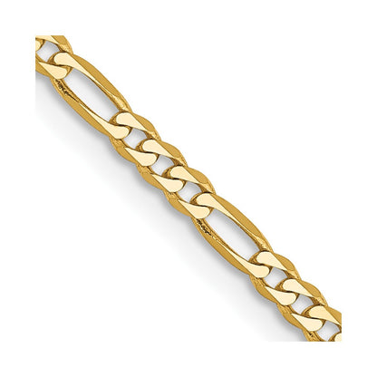 14k Yellow Gold 2.25mm Flat Figaro with Lobster Clasp Chain Necklace 16"
