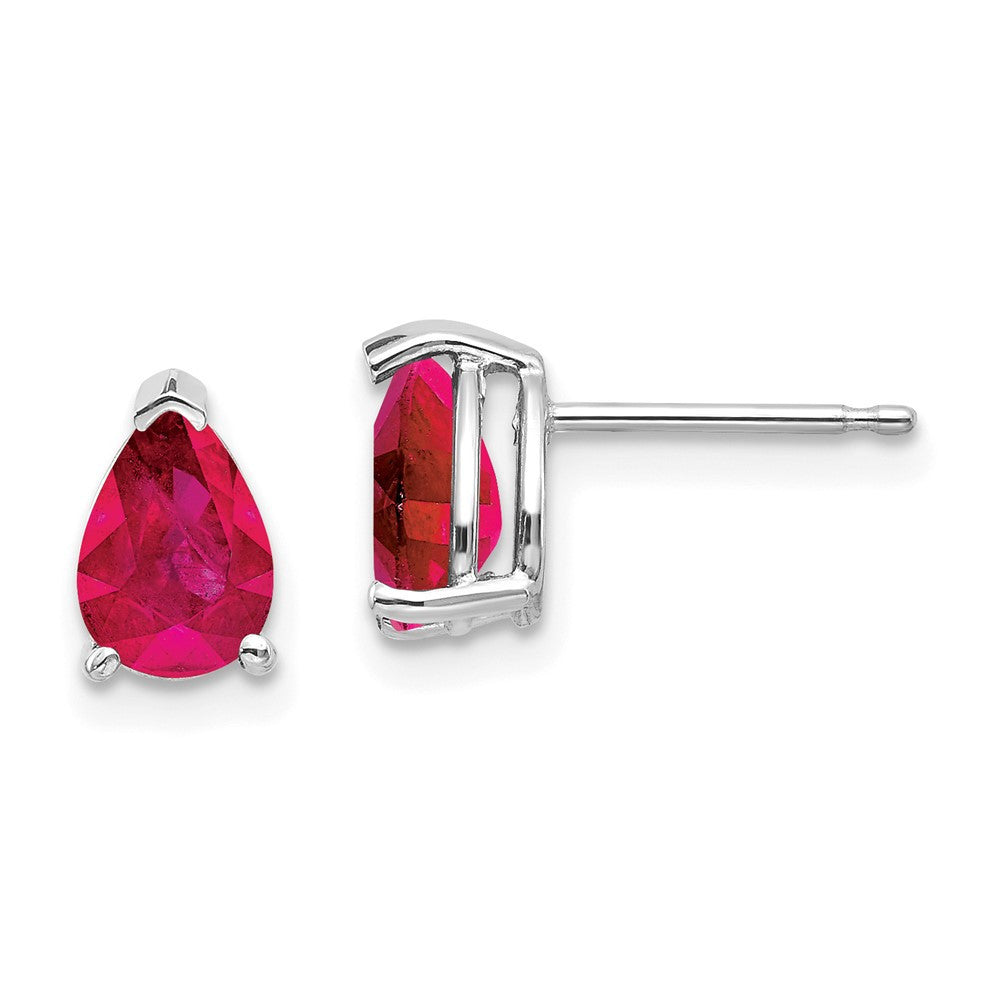 14k White Gold Ruby Stud Earrings