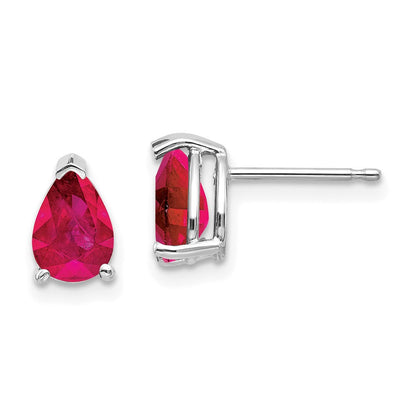 14k White Gold Ruby Stud Earrings