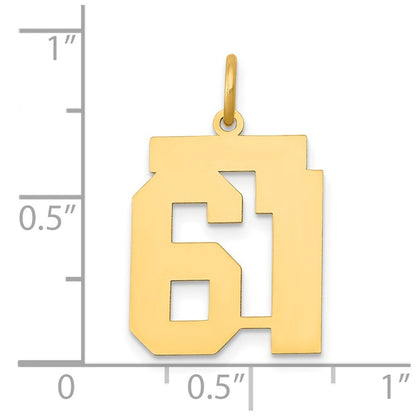 14k Yellow Gold Medium Polished Number 61 Charm Pendant