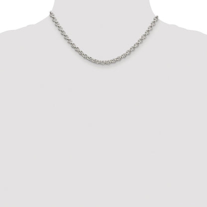 Sterling Silver Rhodium-plated 5mm Rolo Chain Necklace 16"