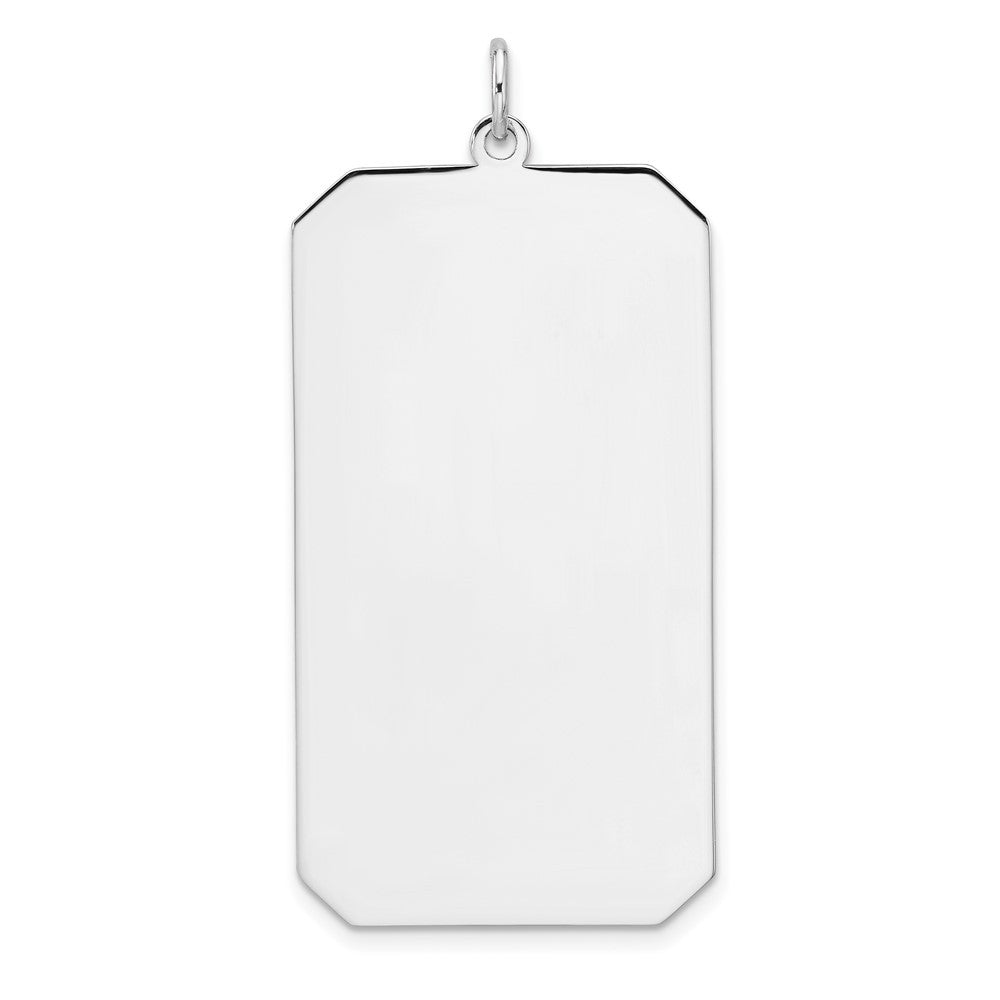 Sterling Silver Rhod-plate Rect. Polish Front Satin Back Disc Charm Pendant