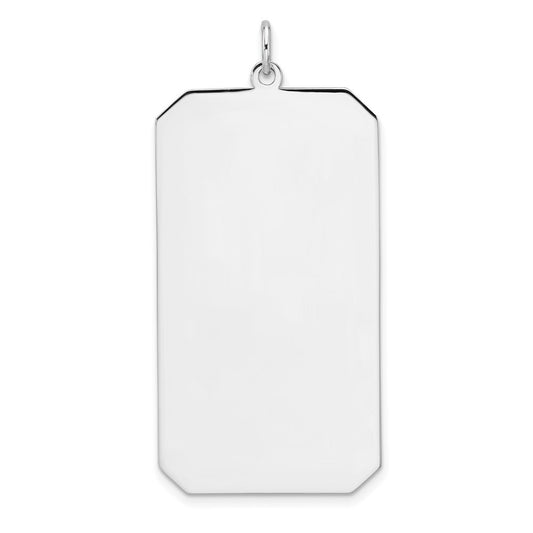 Sterling Silver Rhod-plate Rect. Polish Front Satin Back Disc Charm Pendant