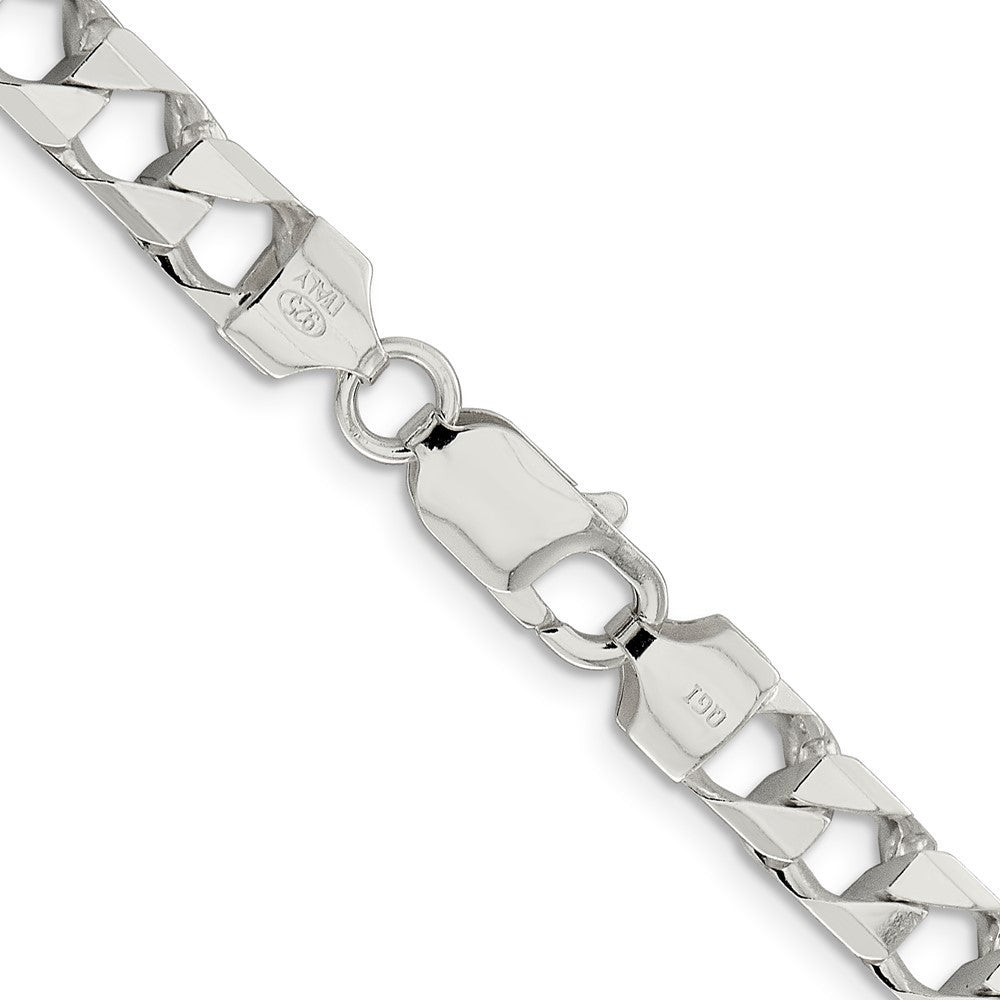 Sterling Silver 7.2mm Diamond-Cut Square Curb Chain Necklace 20"