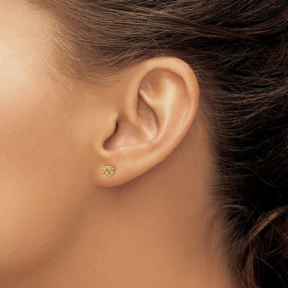 14k Yellow Gold Heart Stud Earrings