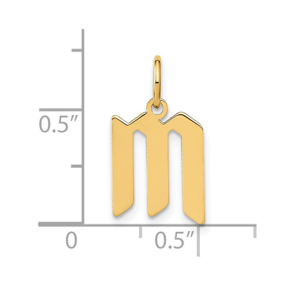 14k Yellow Gold Letter M Initial Pendant