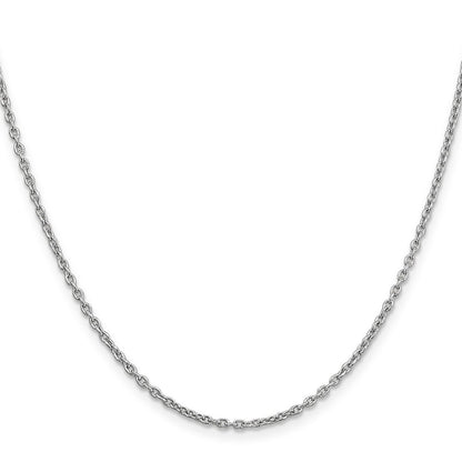 14K White Gold 2mm Round Open Link Cable with Lobster Clasp Chain Necklace 24"