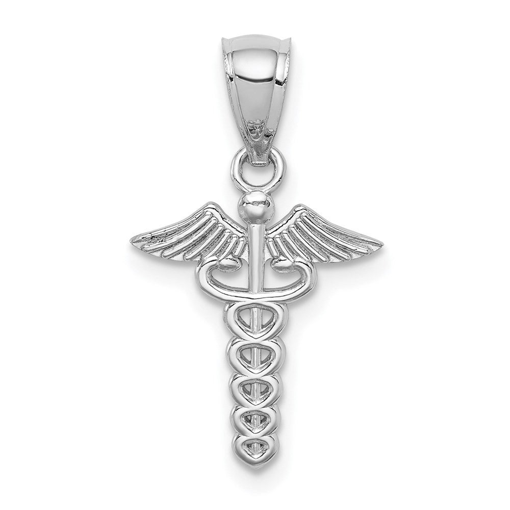 14k White Gold White Polished Medical Symbol Pendant
