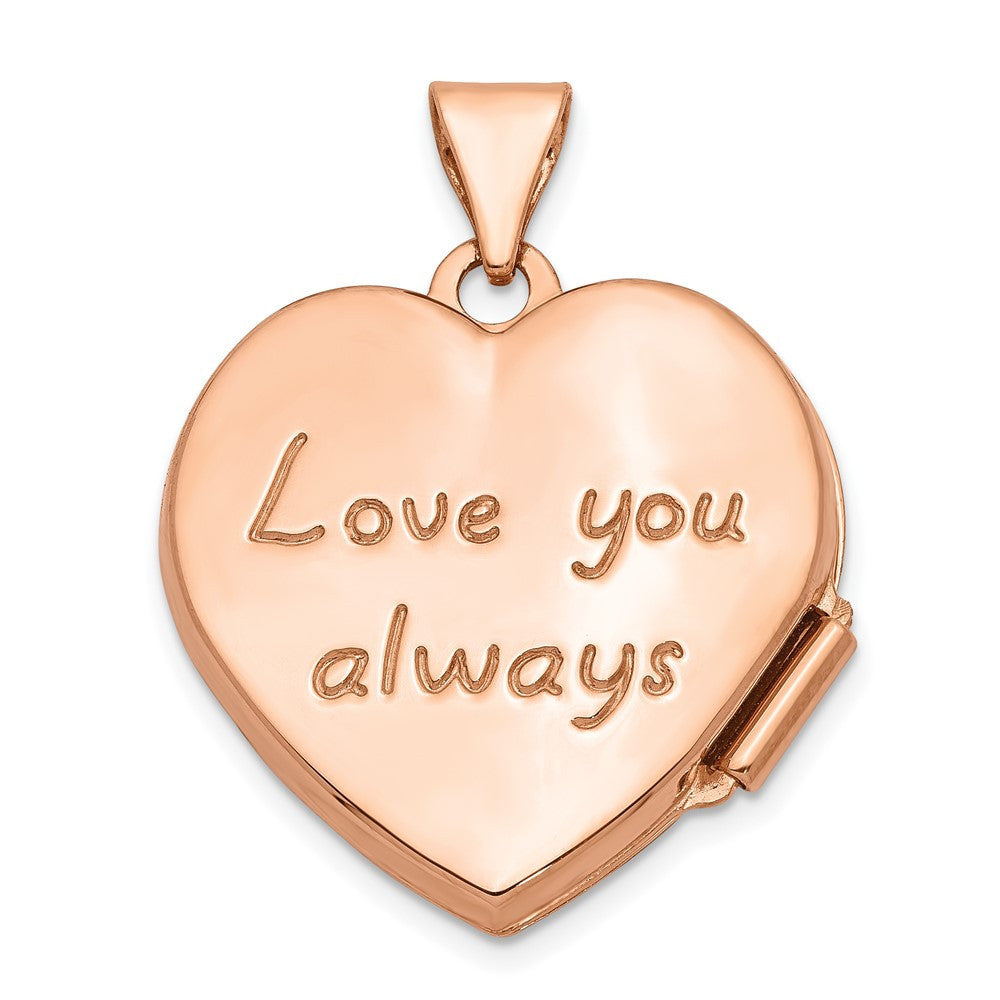 14k Rose Gold 18mm Scrolled Love You Always Heart Locket