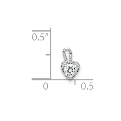 14k White Gold April Synthetic Birthstone Heart Charm Pendant