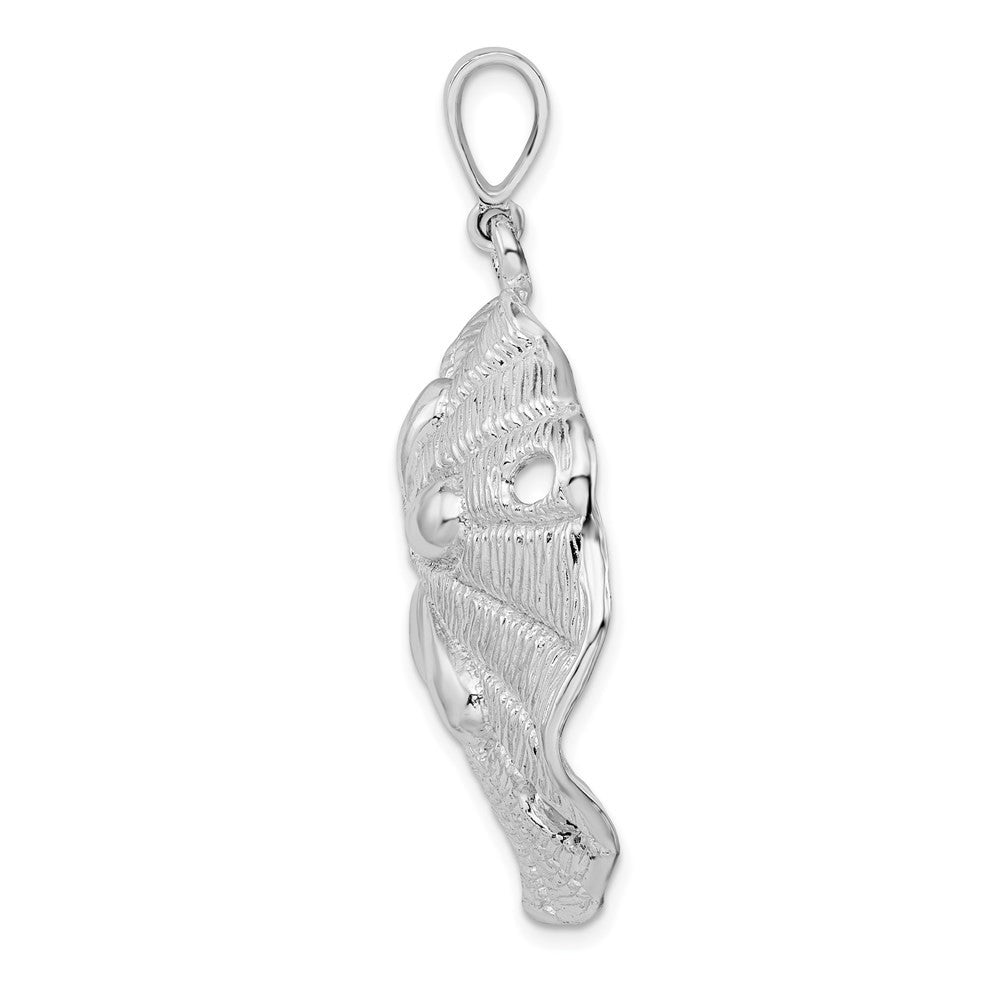 Sterling Silver Rhodium-Plated Polished and Textured Beveled Sand Dollar Pendant