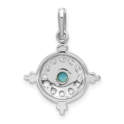 14k White Gold Turquoise and White Topaz Pendant